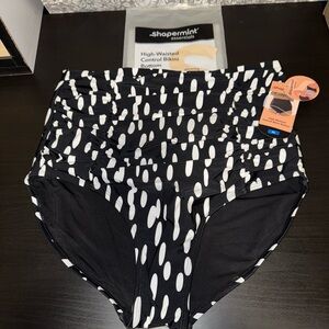 Shapermint Black and White Polka Dot Bikini Bottom